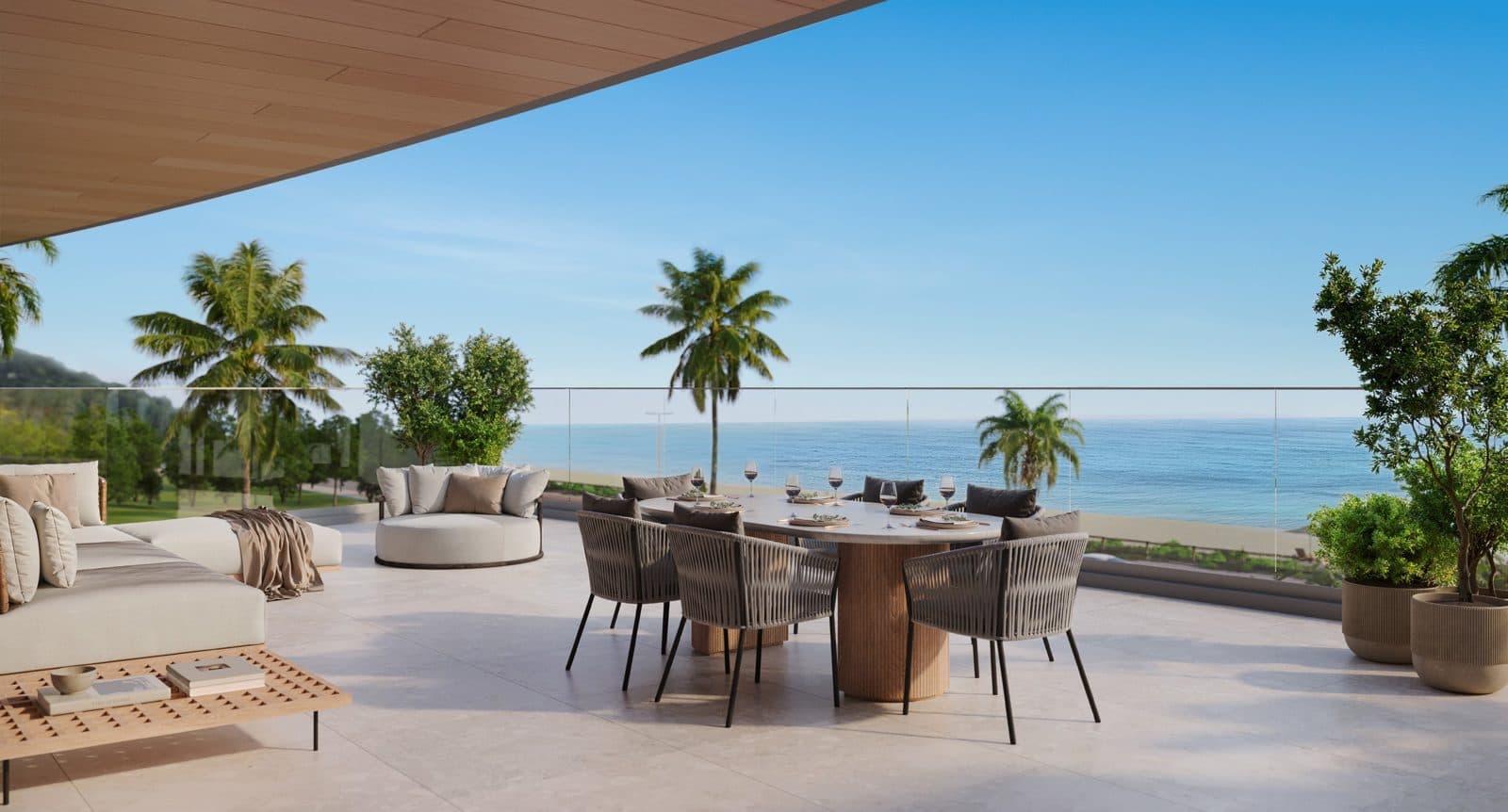 Terraço com vista para o mar